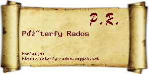 Péterfy Rados névjegykártya