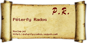 Péterfy Rados névjegykártya